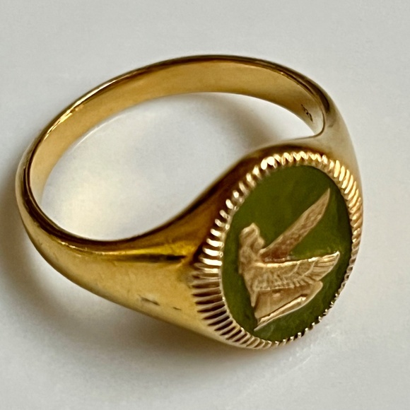 Miansai Men's Ring - Ma'at Gold Vermeil and Sage Enamel  Size 10  MSRP $185 - Picture 2 of 10